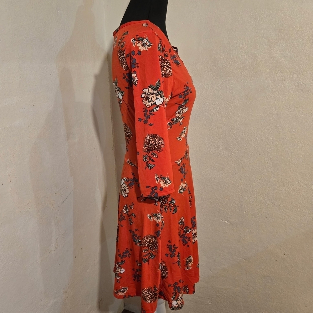 Rue21 Red Floral Long Sleeve Dress - Picture 4 of 6